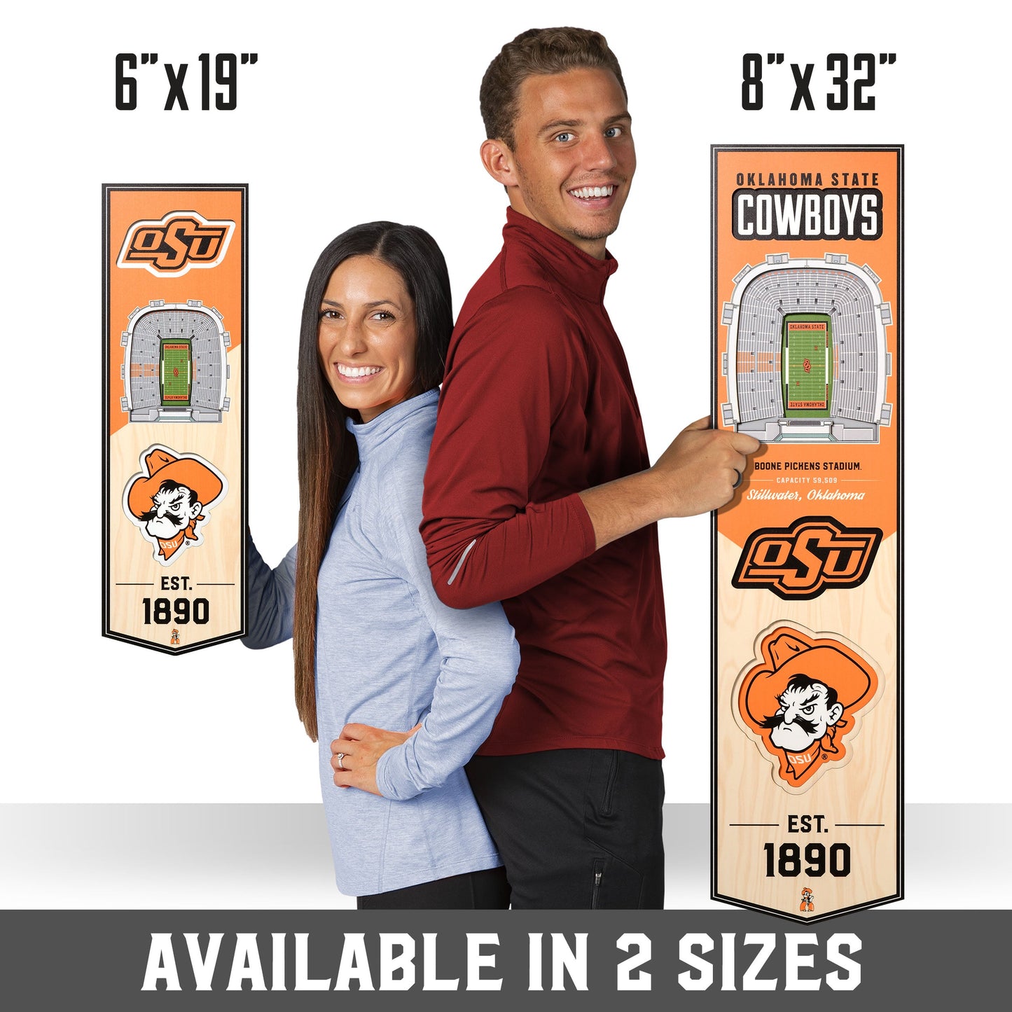 NCAA Oklahoma State Cowboys 3D Stadium Banner 8' X 32'