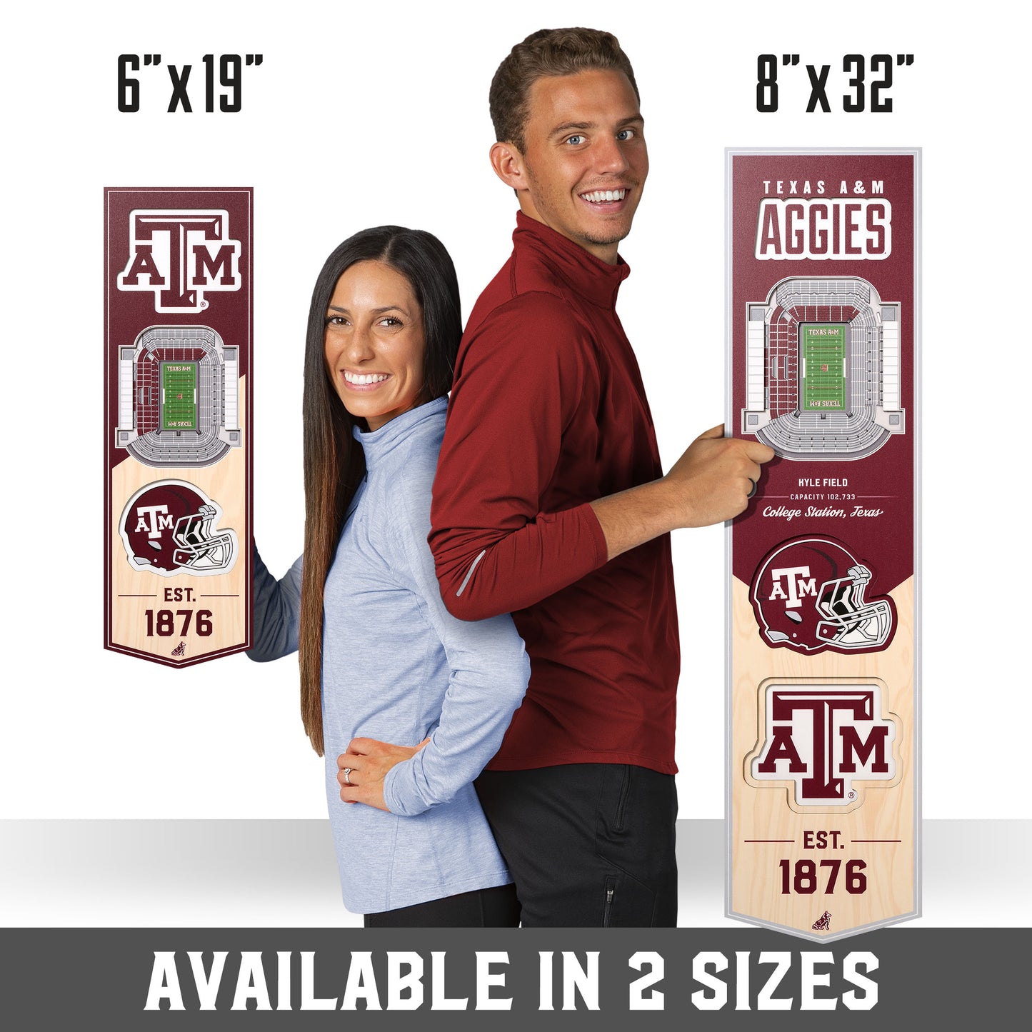 NCAA Texas A&M Aggies 3D Stadium Banner 8' X 32'