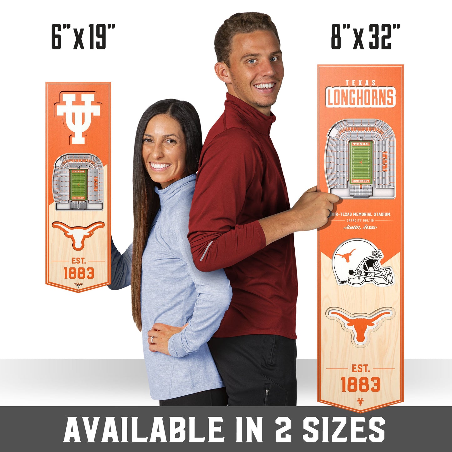 NCAA Texas Longhorns 3D Stadium Banner 8' X 32'