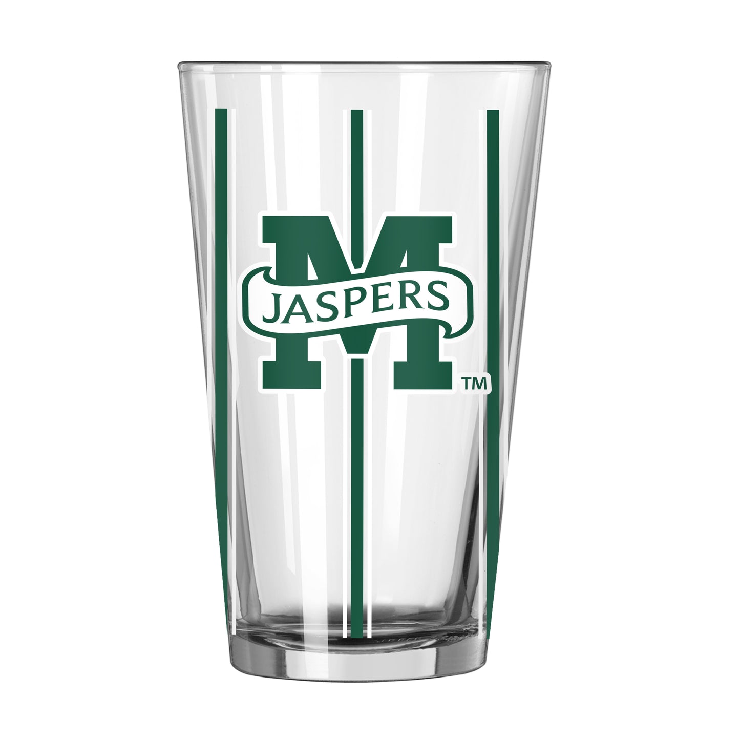 Manhattan University 16oz Thin Stripe Pint Glass