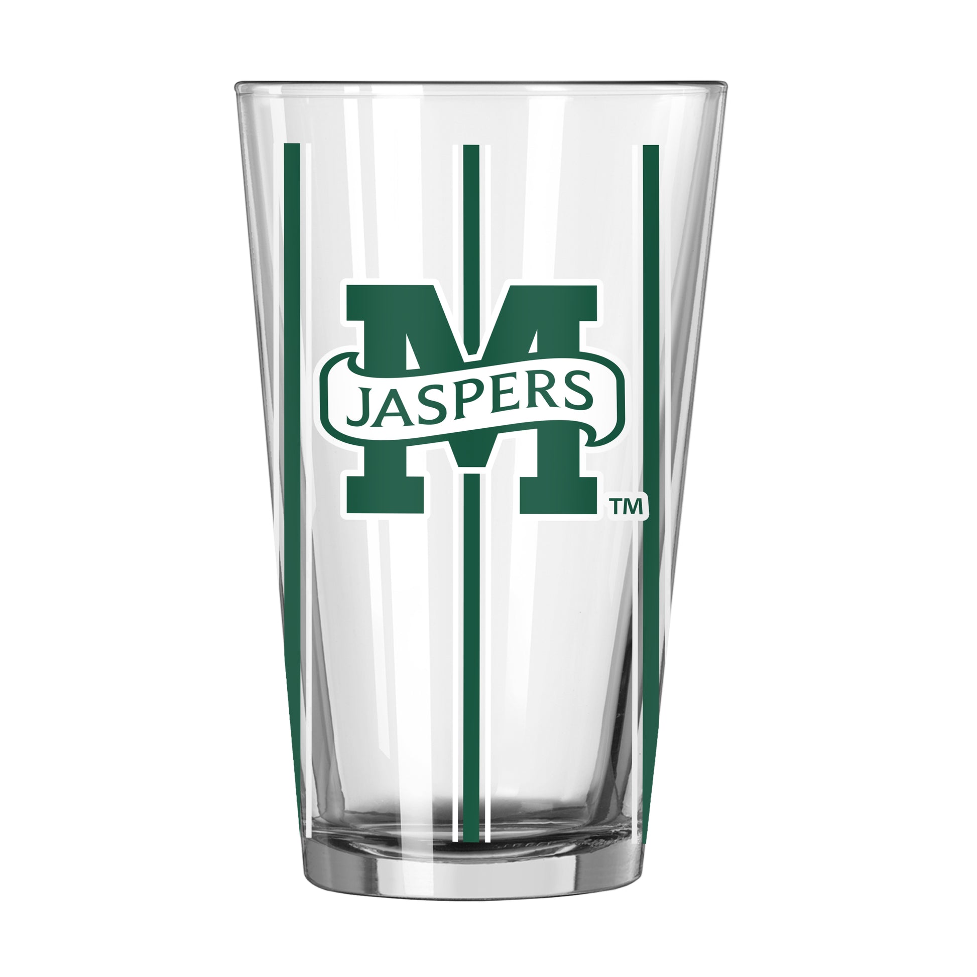 Manhattan University 16oz Thin Stripe Pint Glass
