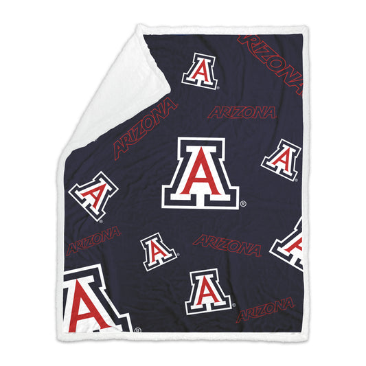 Arizona Navy Repeating 50x60 Plush Sherpa Throw