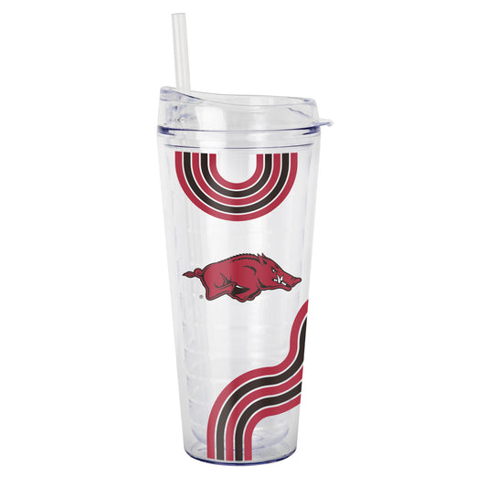 Arkansas 22oz Waves Dbl Wall Clear Tumbler