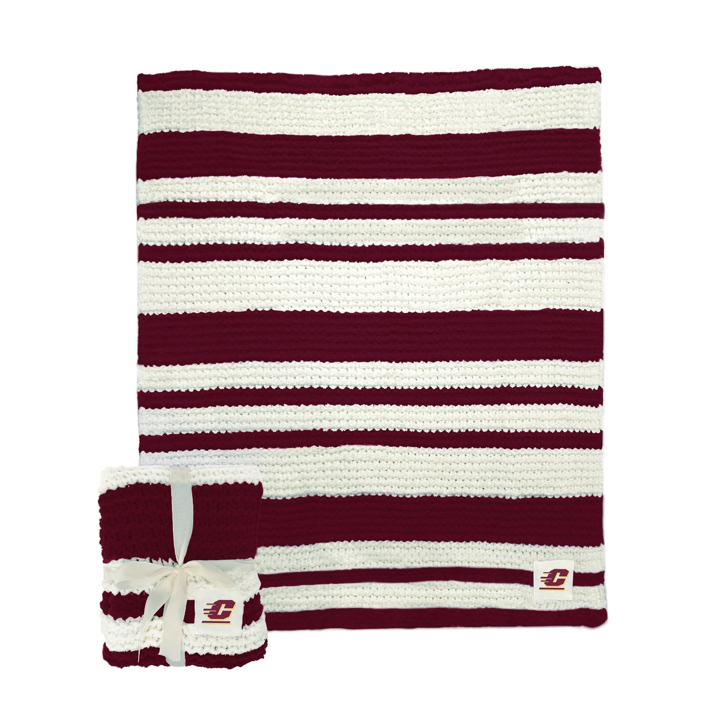 Central Michigan Cable Knit Throw 50x60