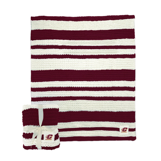 Central Michigan Cable Knit Throw 50x60