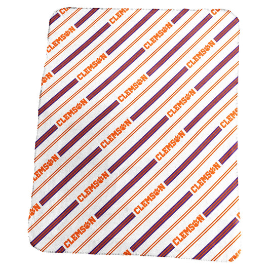Clemson Classic Vertical Stripe Fleece Throw