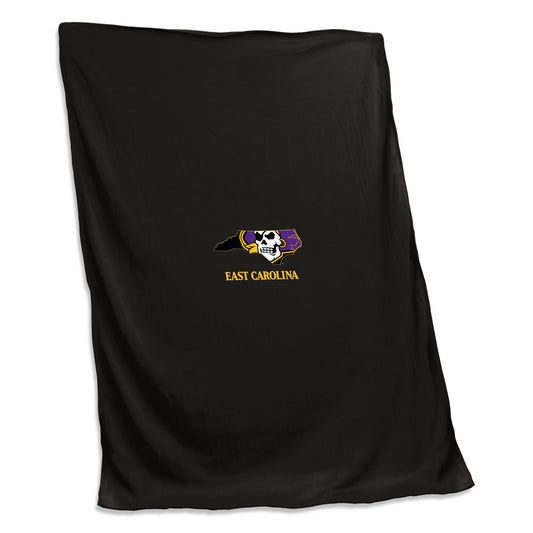 East Carolina Screened Black Sweatshirt Blanket