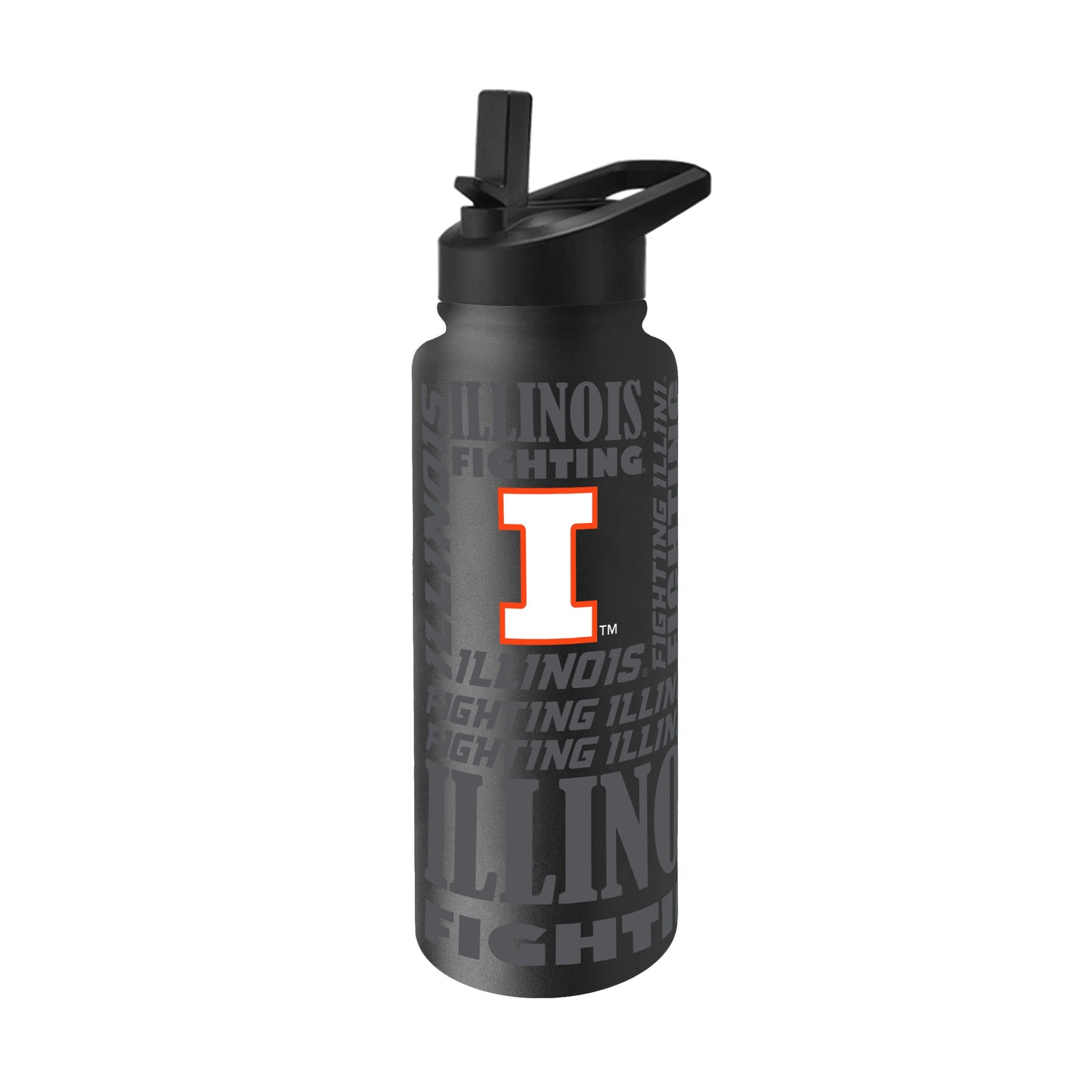 Illinois 34oz Black Replay Quencher Bottle
