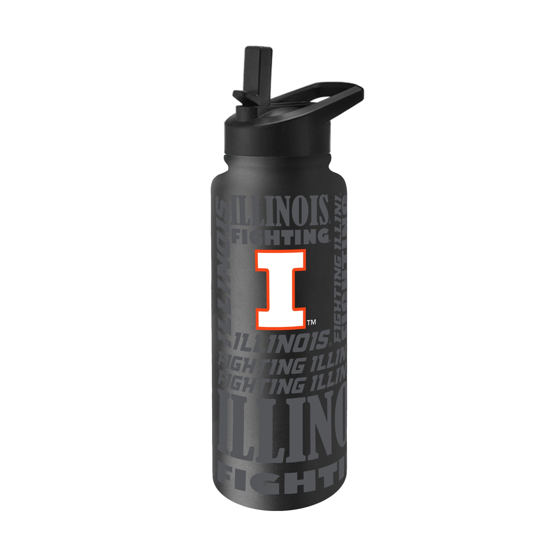 Illinois 34oz Black Replay Quencher Bottle
