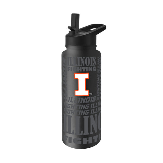 Illinois 34oz Black Replay Quencher Bottle