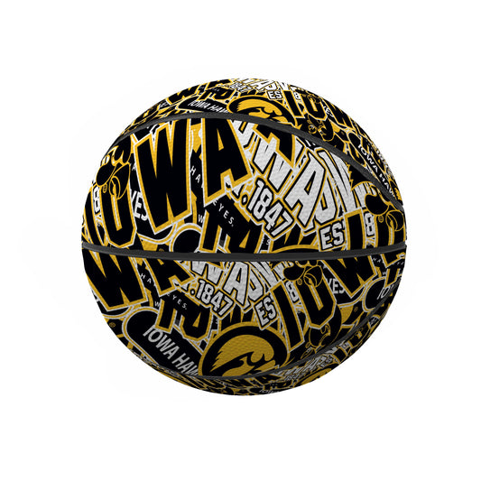 University of Iowa Mini Abstract Size Rubber Basketball