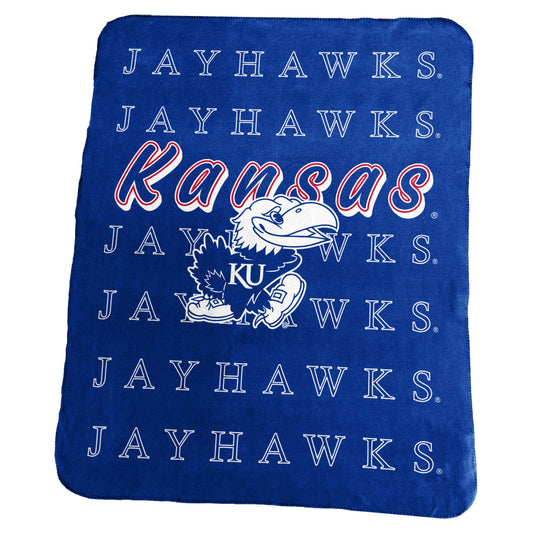 Kansas Classic Repeating Team Name Fleece Throw