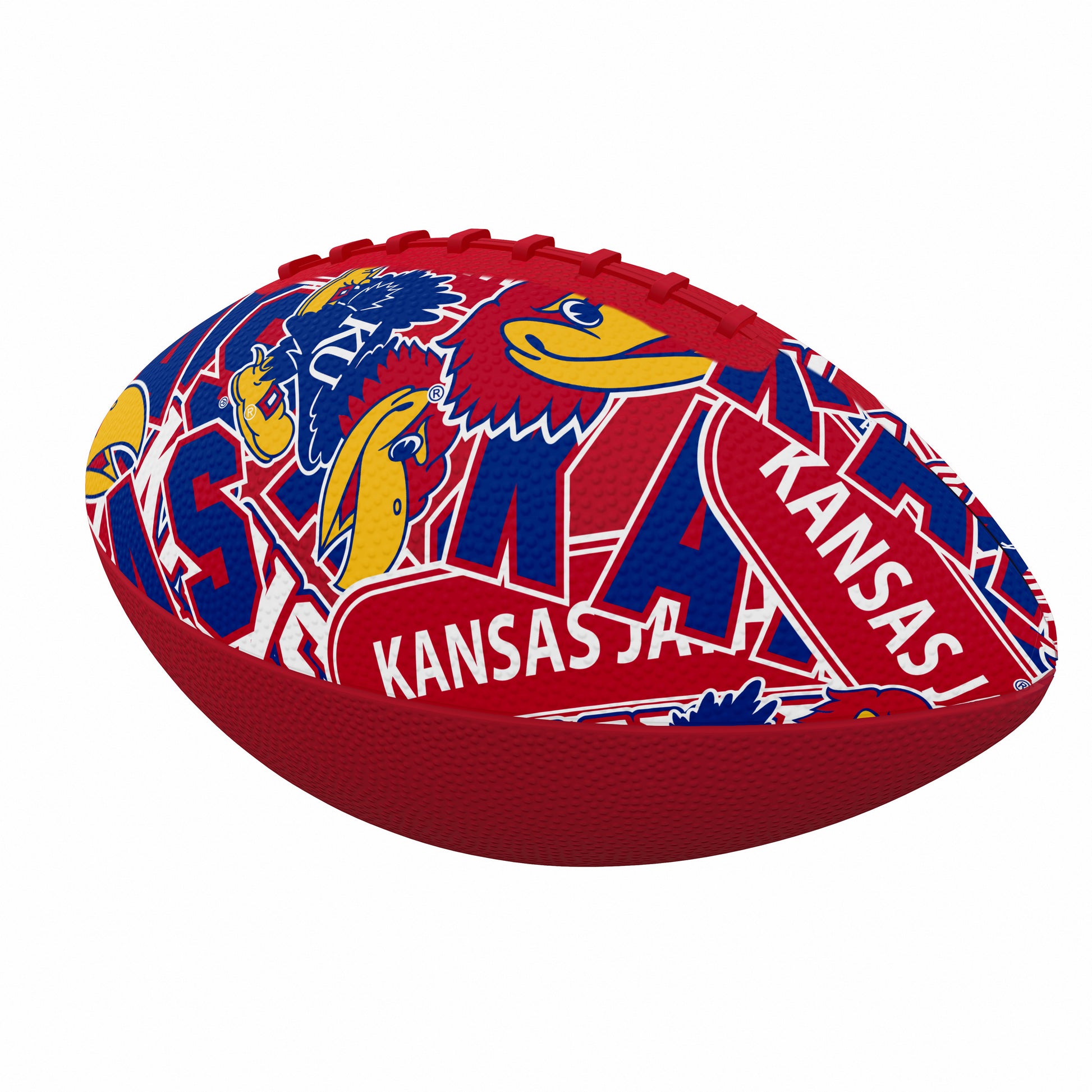 University of Kansas Mini Abstract Size Rubber Footballl