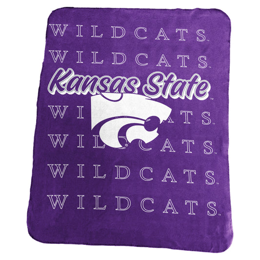 Kansas State Classic Repeating Team Name Fleece Throw