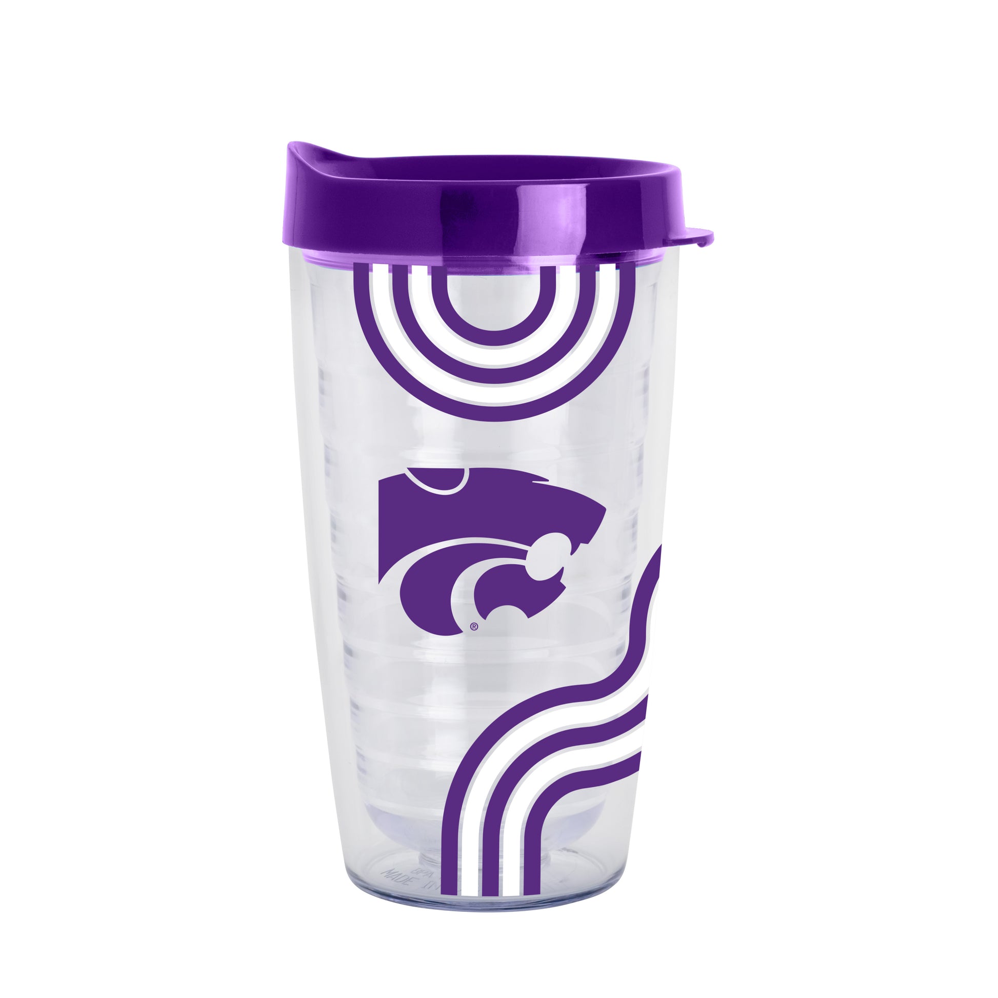 Kansas State 16oz Waves Dbl Wall Clear Tumbler