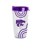 Kansas State 16oz Waves Dbl Wall Clear Tumbler
