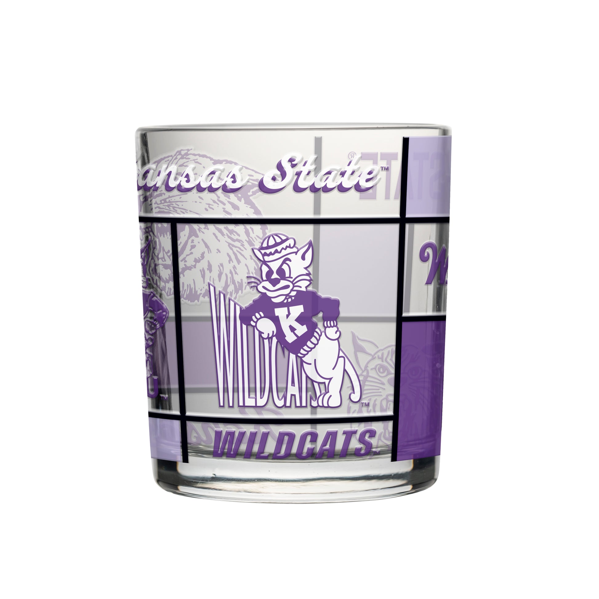 Kansas State Vault 12oz Quilted Stained Rocks Glass