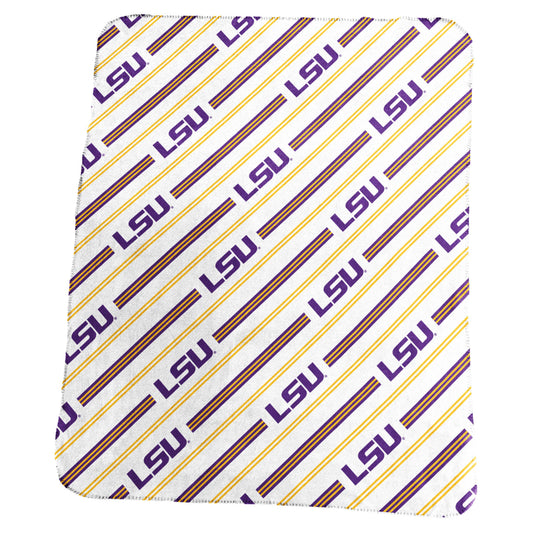 LSU Classic Vertical Stripe Fleece Throw