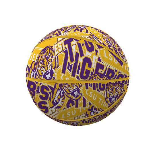 Louisiana State University Mini Abstract Size Rubber Basketball