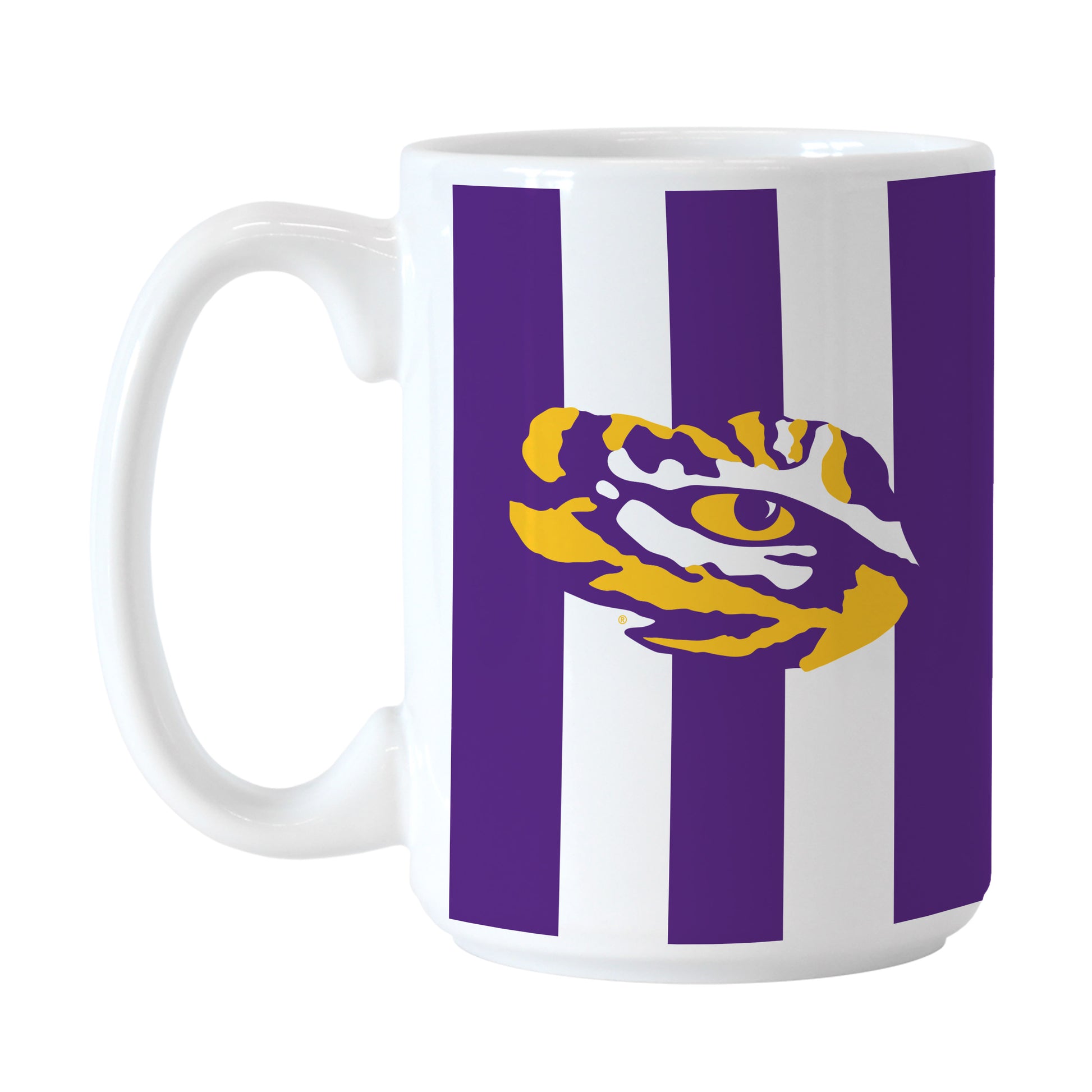 LSU 15oz Vertical Stripe Sublimated Mug