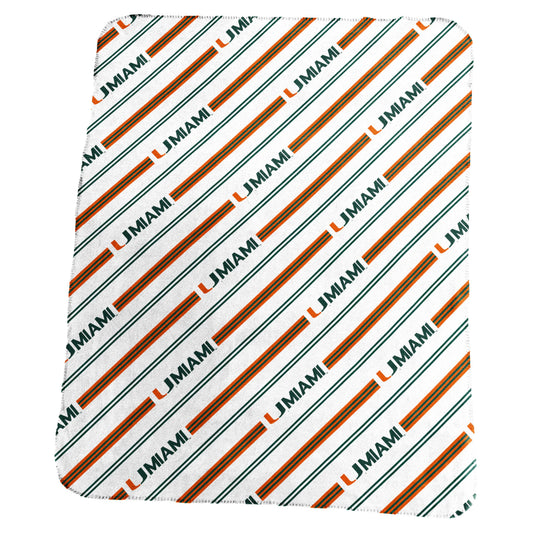 Miami Hurricanes Classic Vertical Stripe Fleece Throw