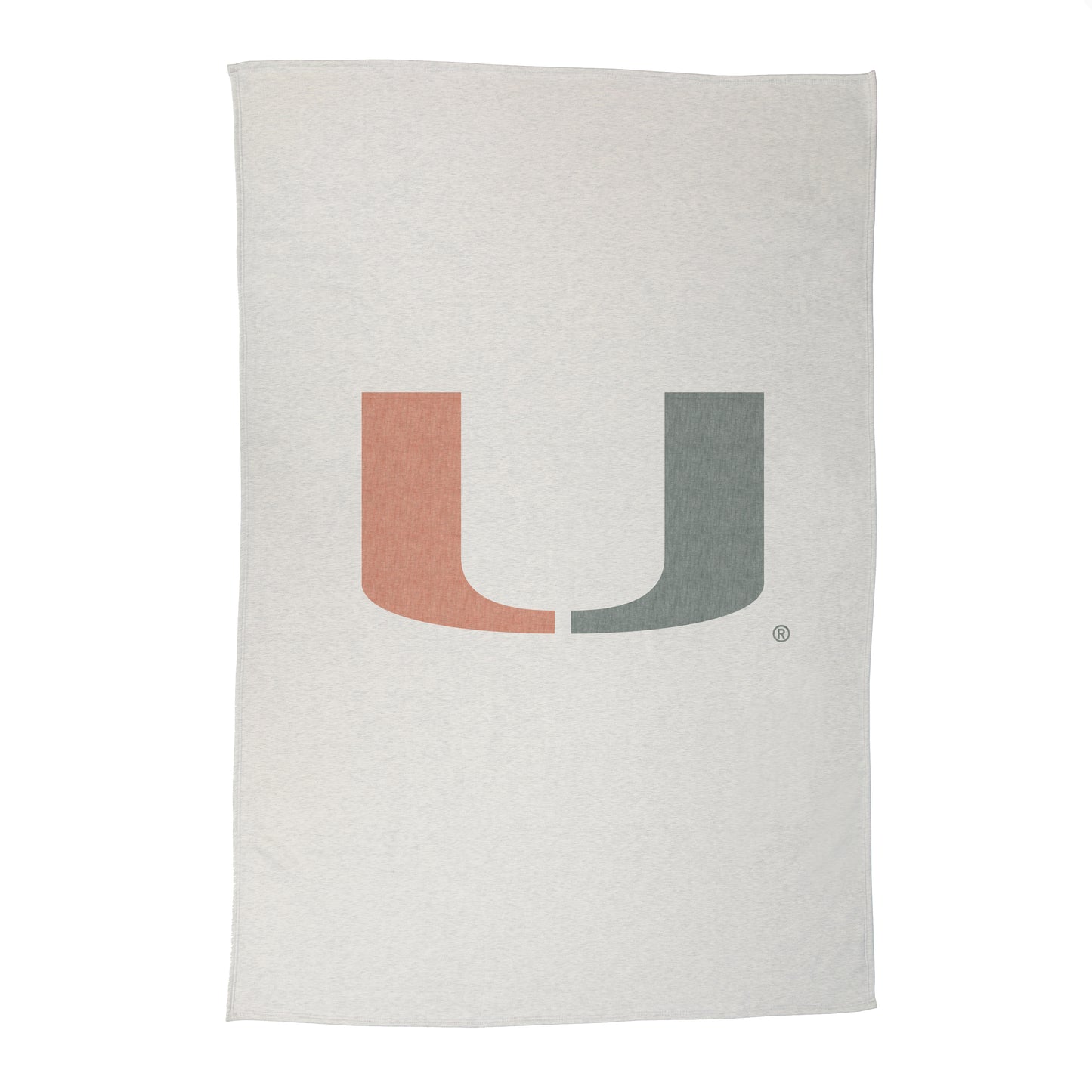 Miami Hurricanes Oversized Logo Sublimated Sweatshirt Blanket