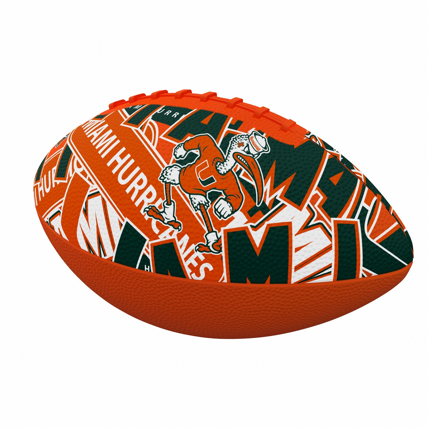 University of Miami Hurricanes Mini Abstract Size Rubber Footballl