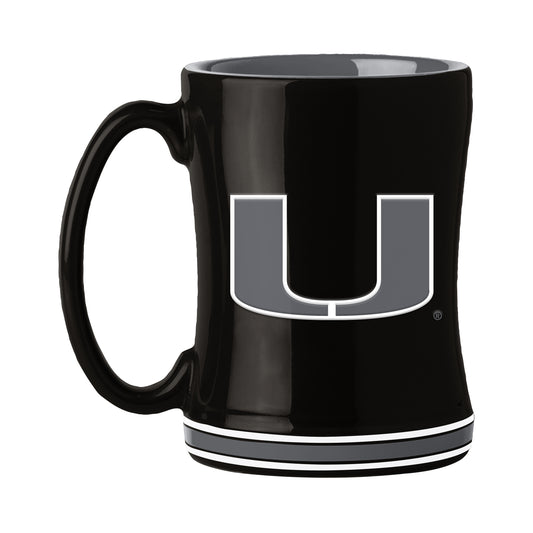 Miami Hurricanes 14oz Black Tonal Relief Mug
