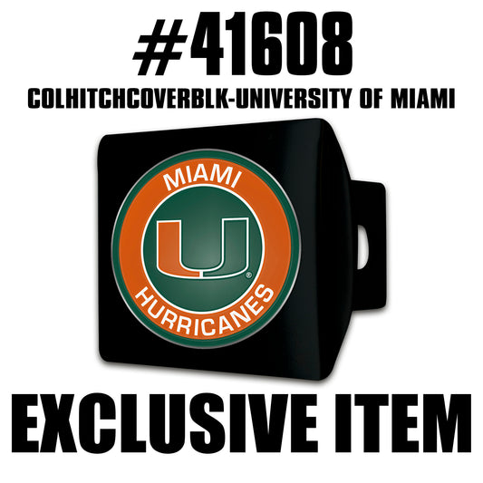 TRINITY University of Miami Hurricanes Color on Black Hitch Cover