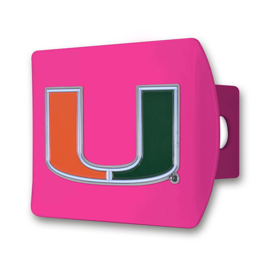University of Miami Hurricanes Color on Pink Hitch Cover