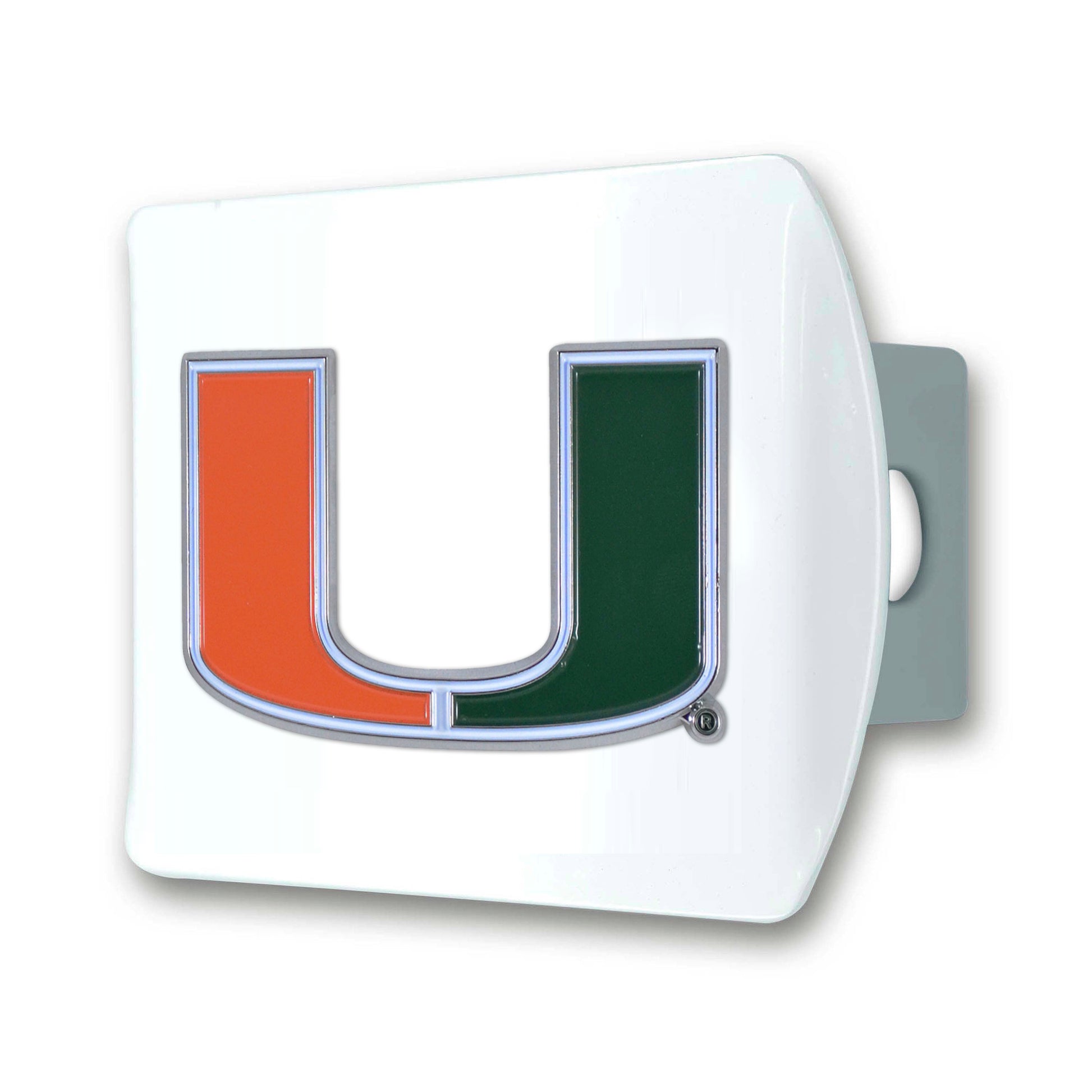University of Miami Hurricanes Color on White Hitch Cover