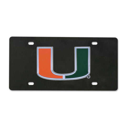 University of Miami Hurricanes Black Diecast License Plate