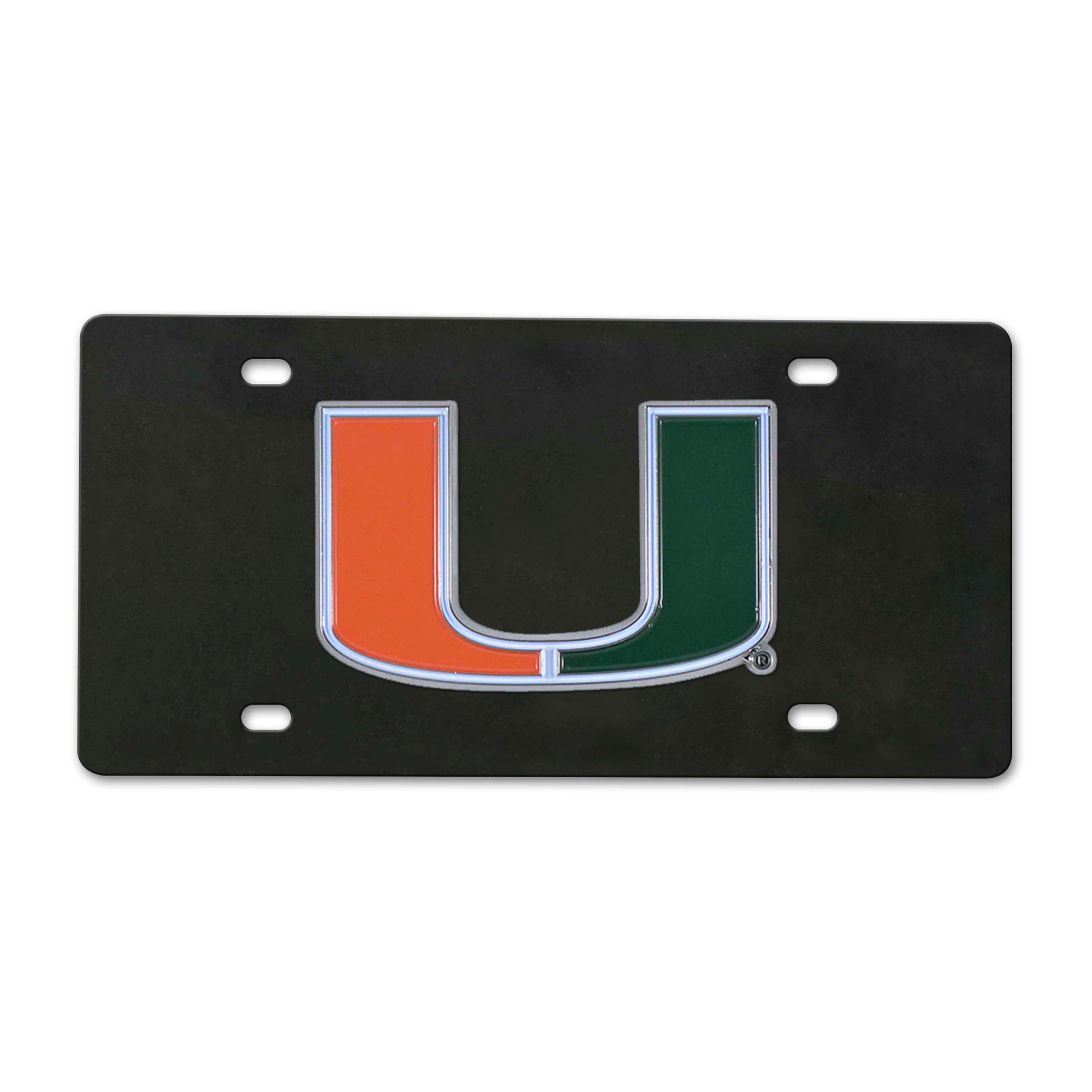 University of Miami Black Diecast License Plate
