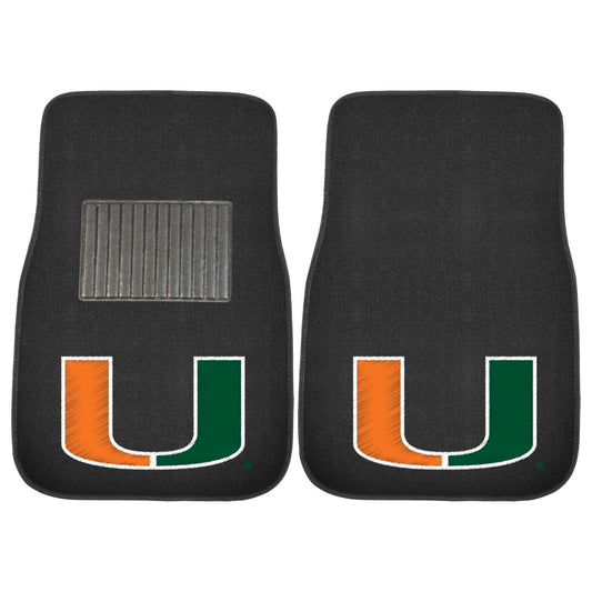 University of Miami Hurricanes 2-pc Embroidered Car Mat Set