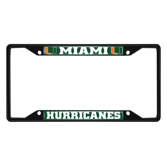 University of Miami Hurricanes Black License Plate Frame