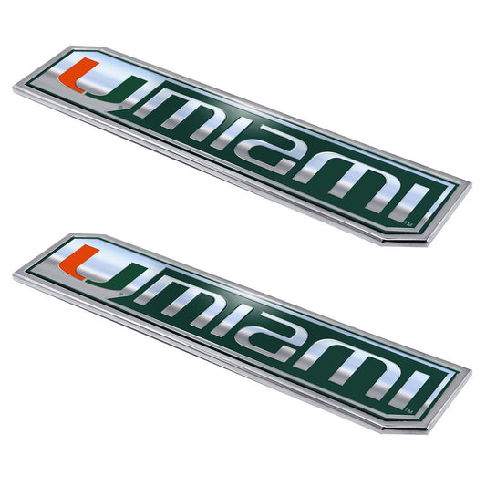 University of Miami Hurricanes Embossed Truck Emblem 2-pk