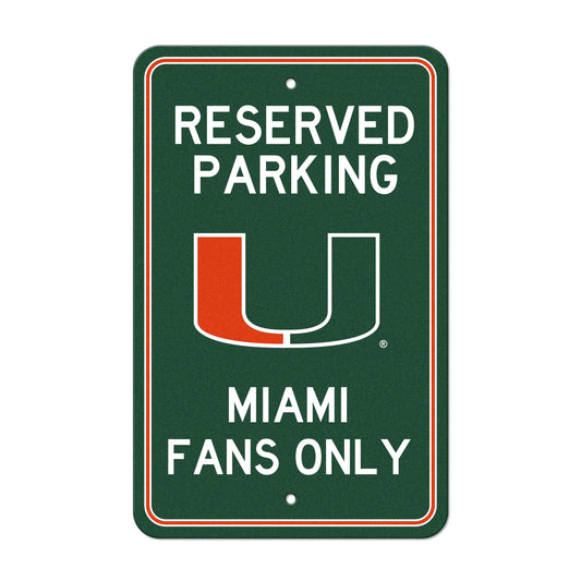University of Miami Hurricanes Parking Sign