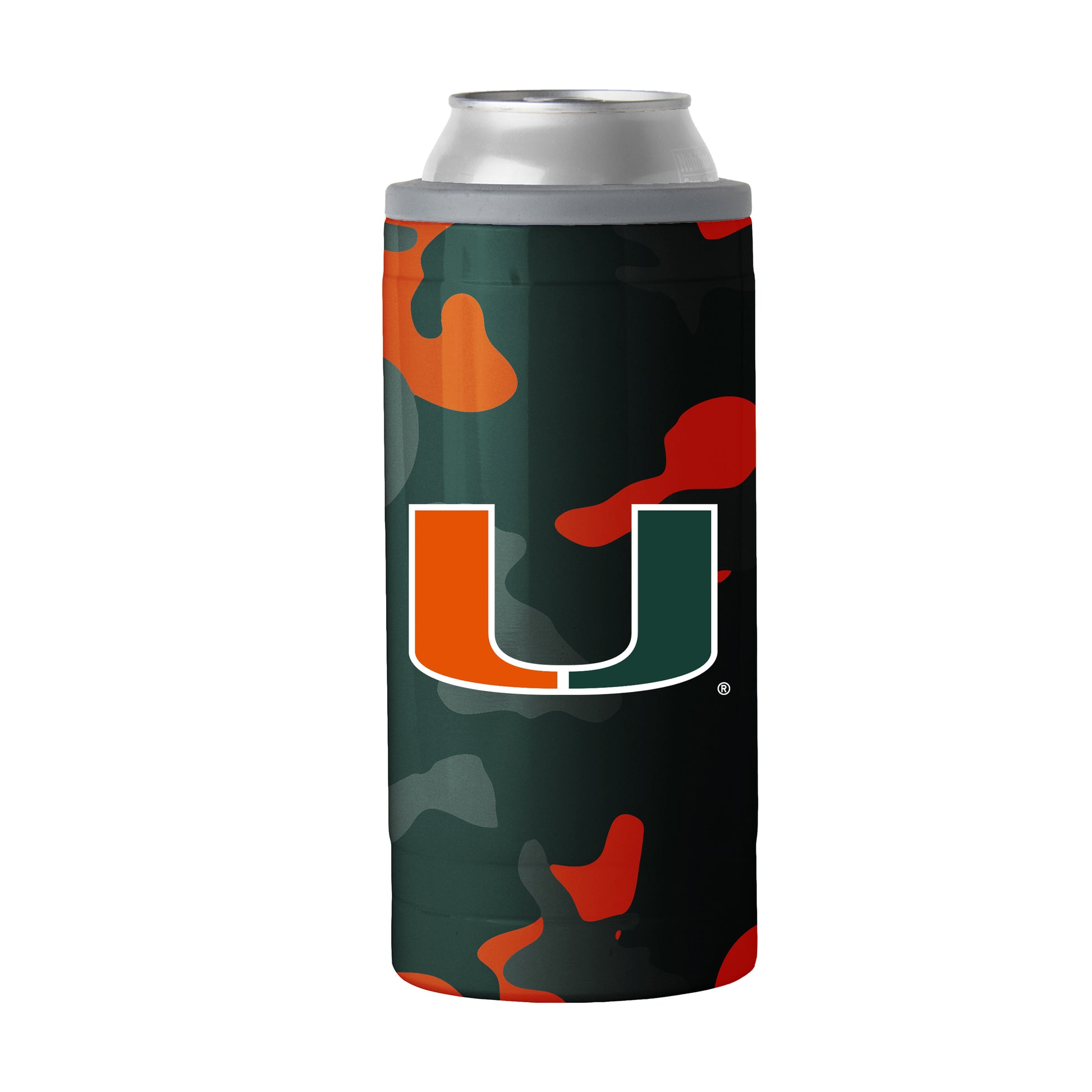 Miami Hurricanes 12oz Camo Swagger Slim Can Coolie