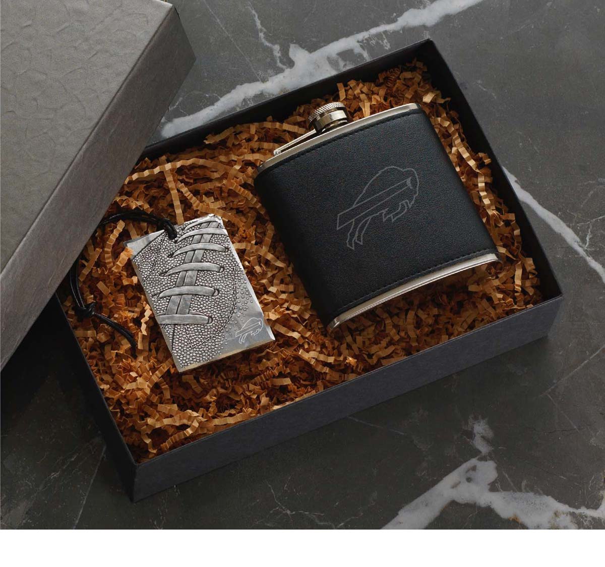 NFL Buffalo Bills Traveler Flask & Bag Tag Gift Set