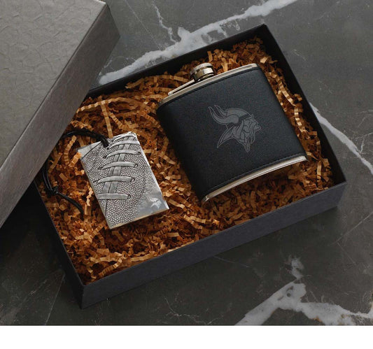 NFL Minnesota Vikings Traveler Flask & Bag Tag Gift Set