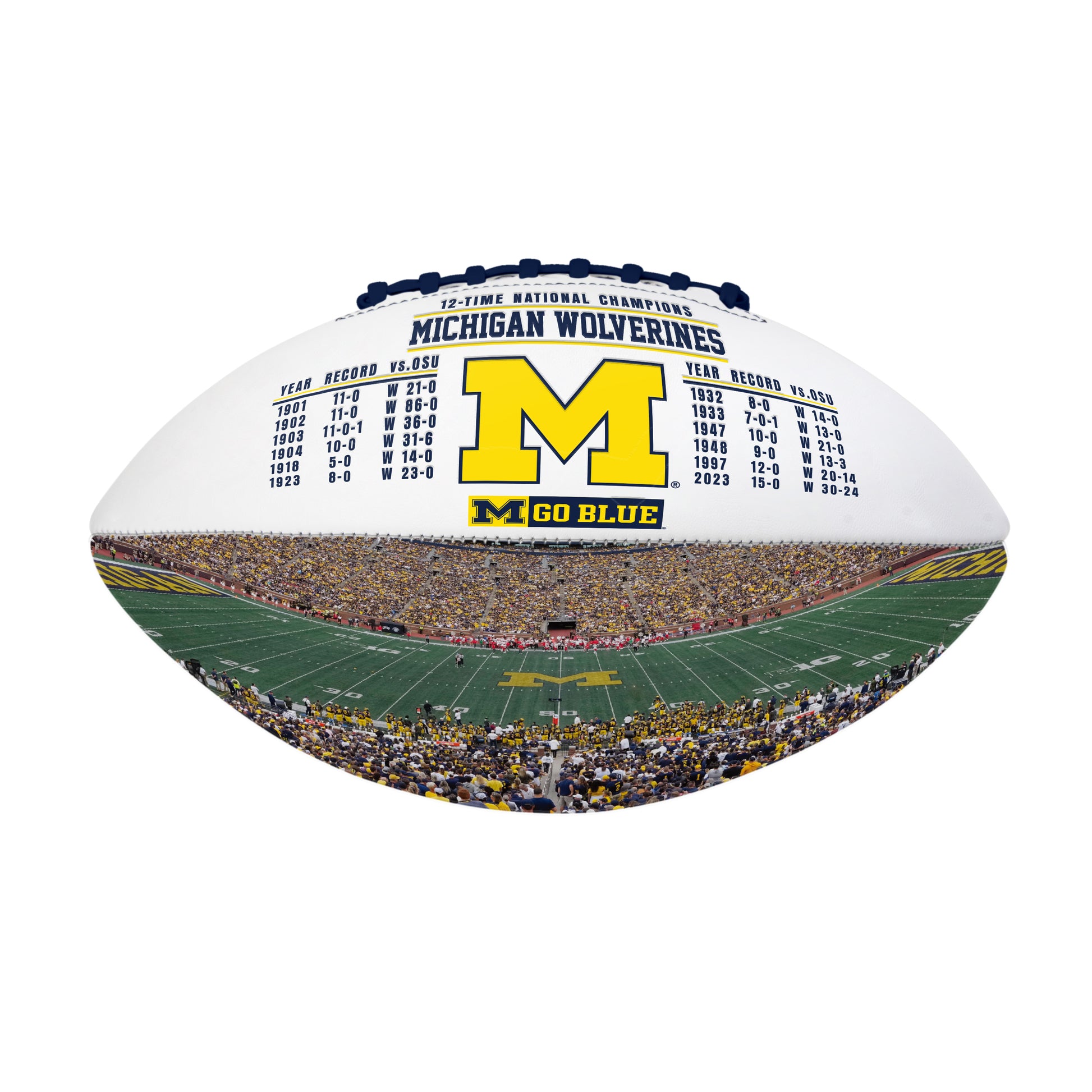Michigan 12 Time National Champions Debossed Autograph Football