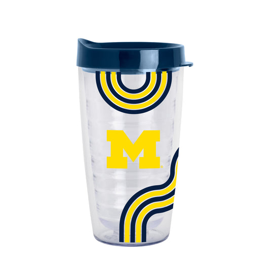 Michigan 16oz Waves Dbl Wall Clear Tumbler