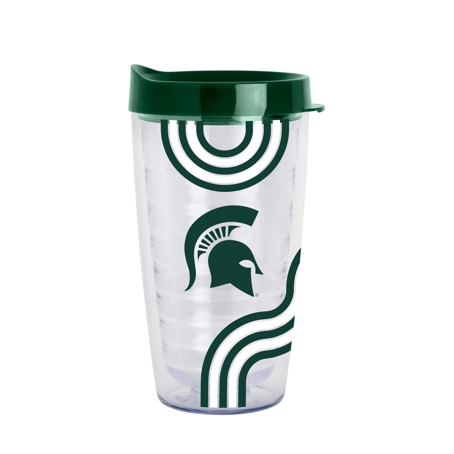 Michigan State 16oz Waves Dbl Wall Clear Tumbler