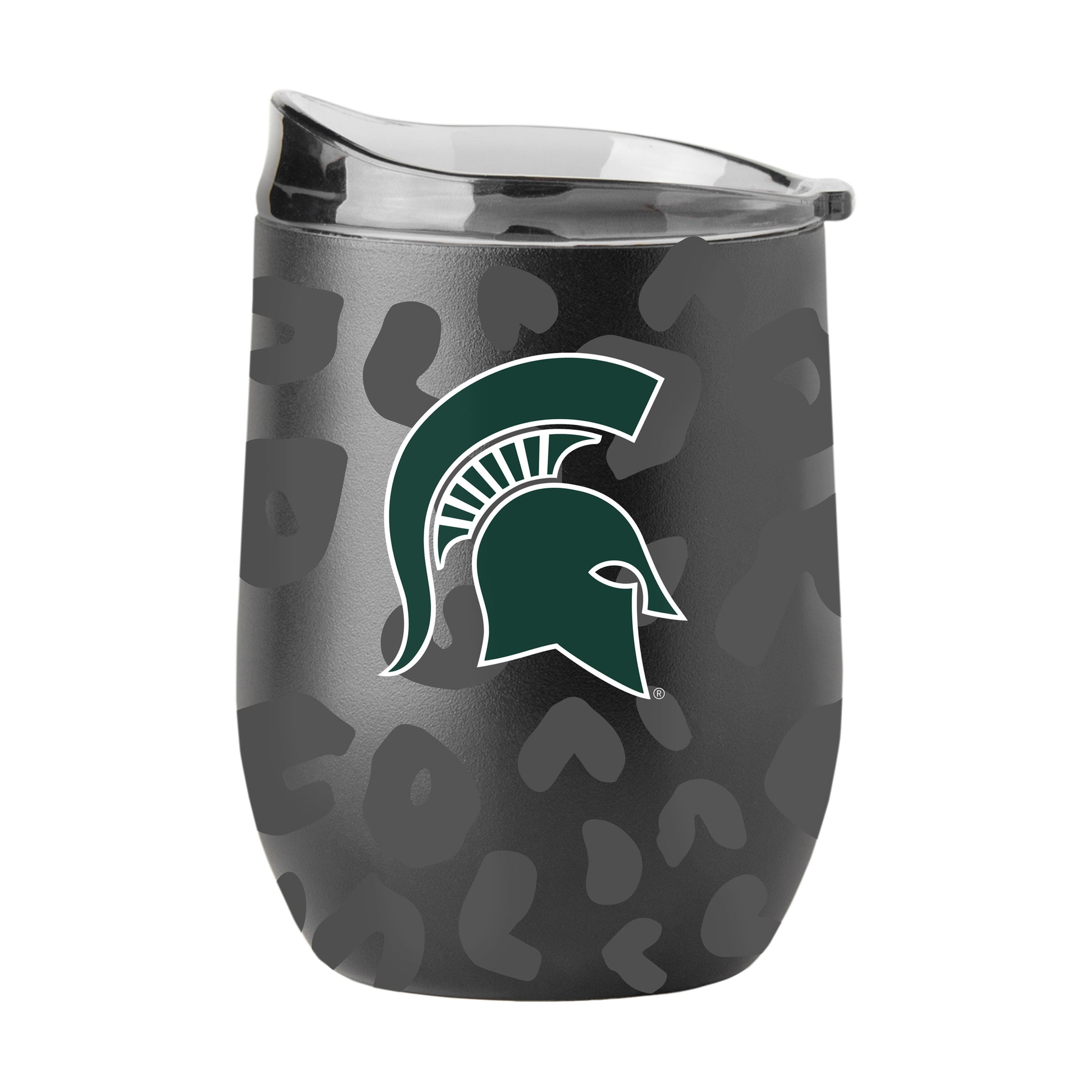 MI State Leopard 16oz Black Powdercoat Curved Beverage