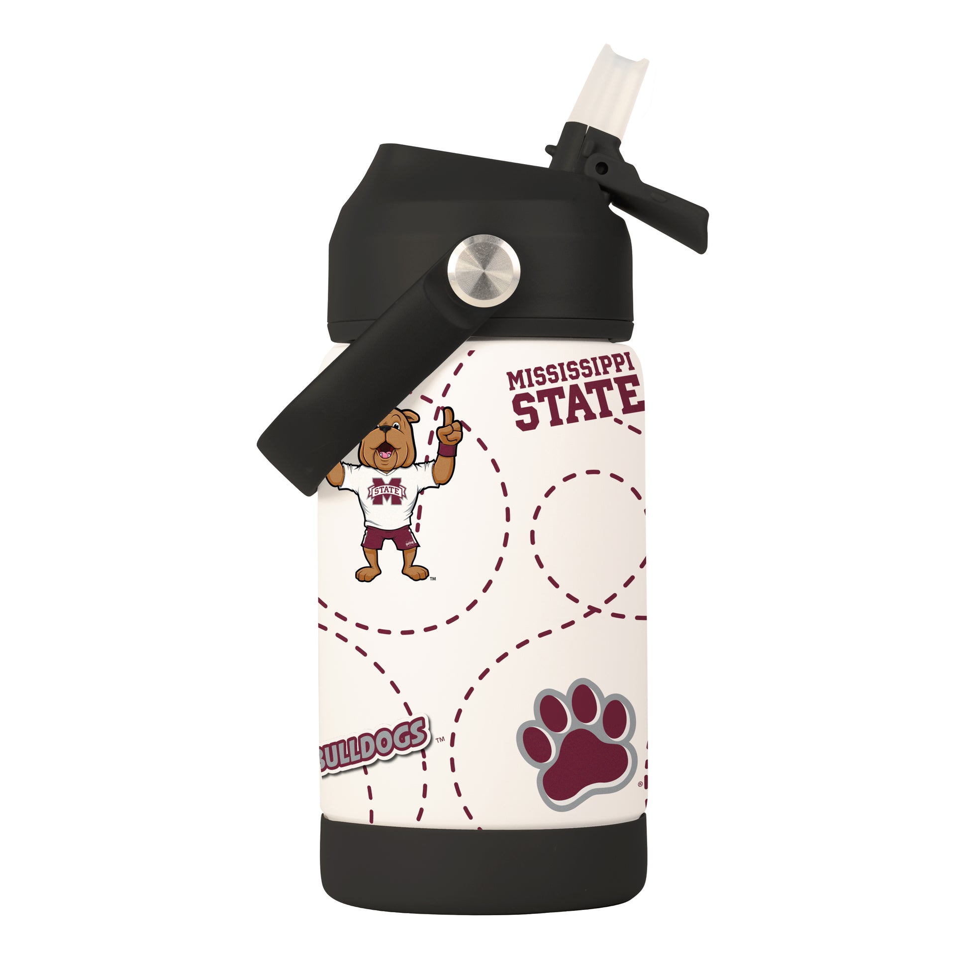 Mississippi State 12oz Black Mascot SS Kids Bottle