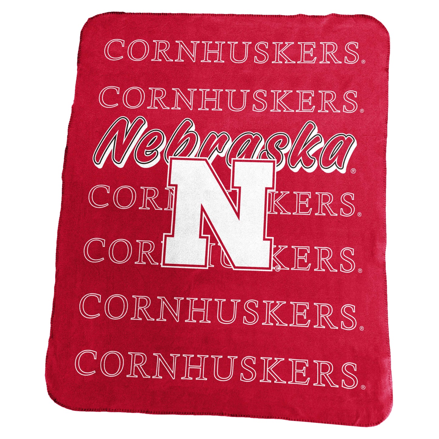 Nebraska Classic Repeating Team Name Fleece Throw