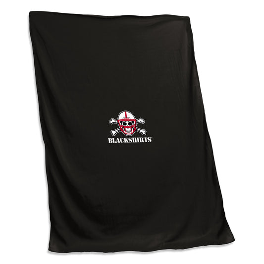 Nebraska Screened Black Sweatshirt Blanket