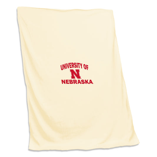 Nebraska Oatmeal Screened Sweatshirt Blanket