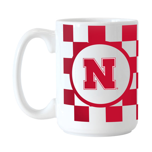 Nebraska 15oz Checkerboard Sublimated Mug