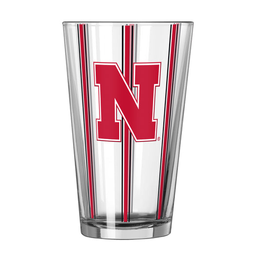 Nebraska 16oz Thin Stripe Pint Glass